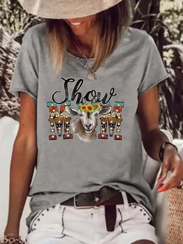 Show Mom Goat Raw Hem Tee