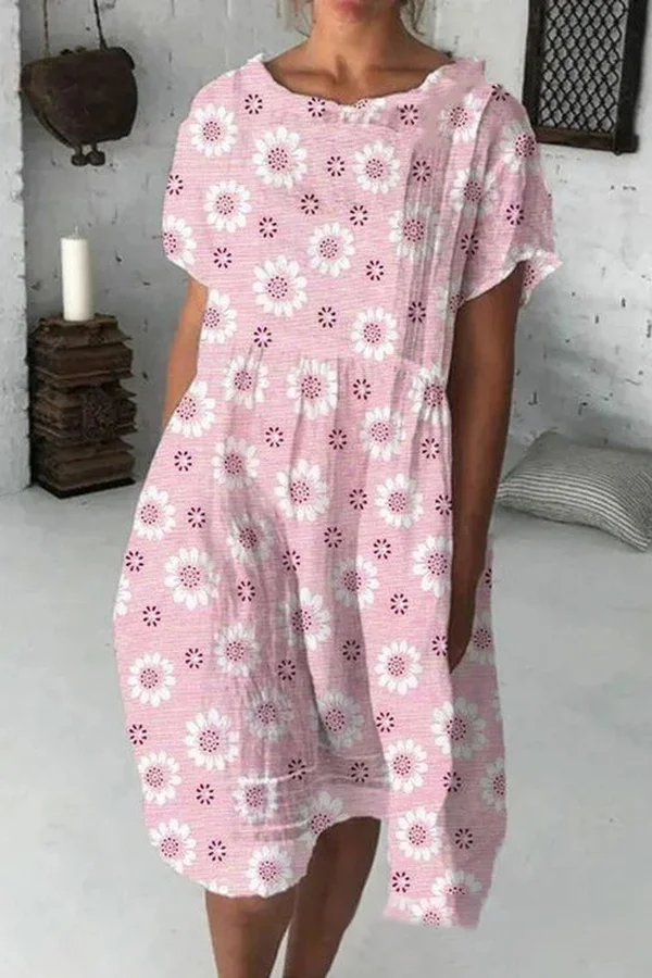 Printed Linen Mini Dress