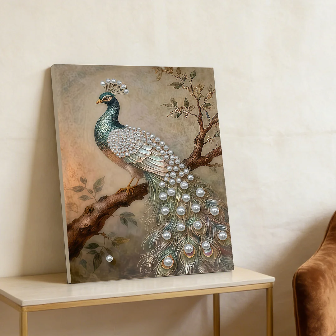 Peacock - DIY Pearl Diamond Art Kit With Frame 30*40cm