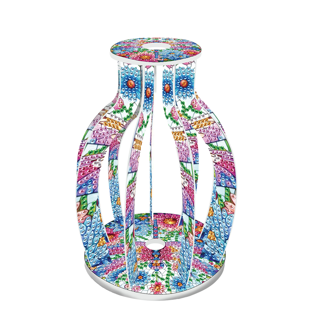 Acrylic Wood Dragonfly 5D DIY Diamond Painting Flower Vase for Home Office Decor