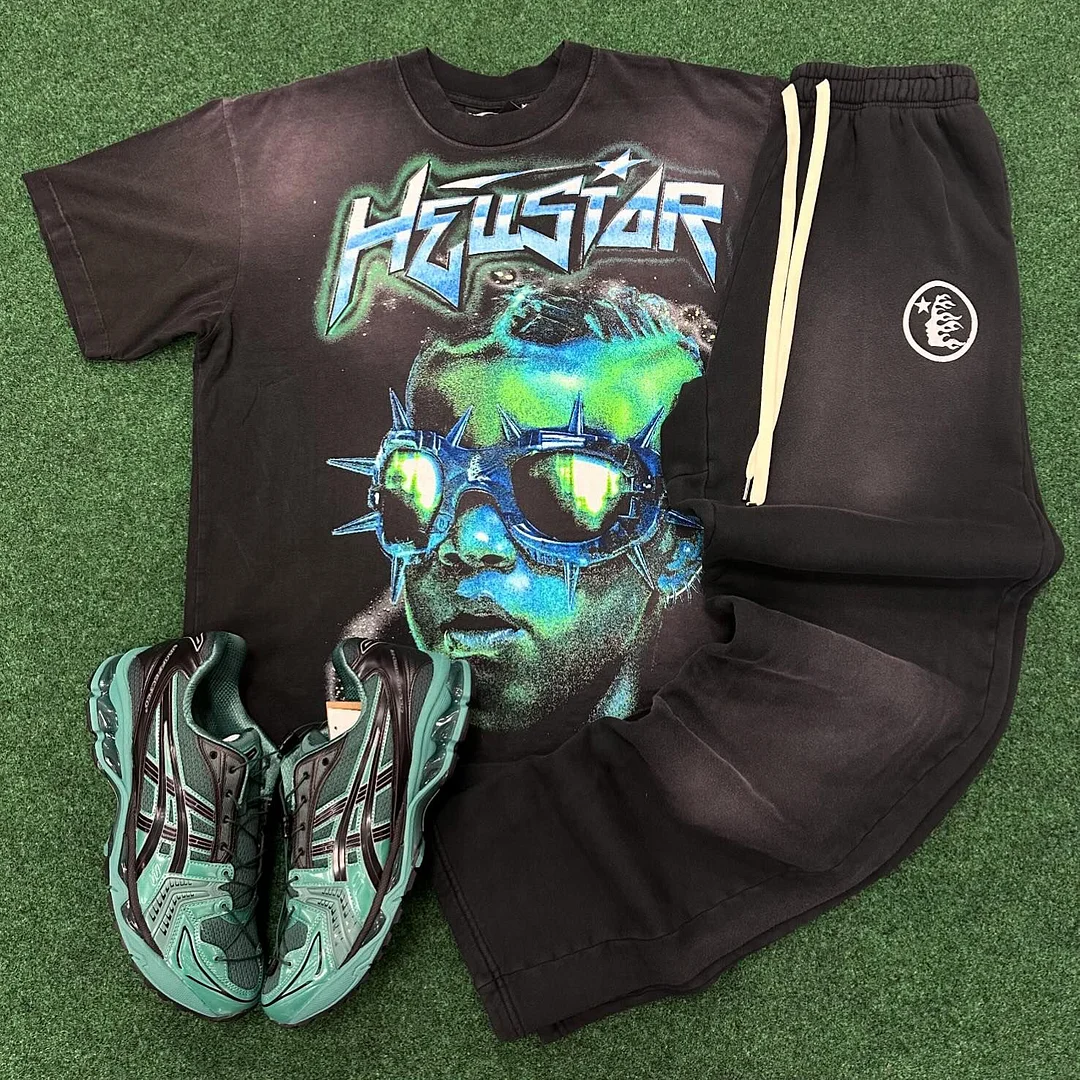 Hellstar Print T-shirt Sweatpants Two Piece Set
