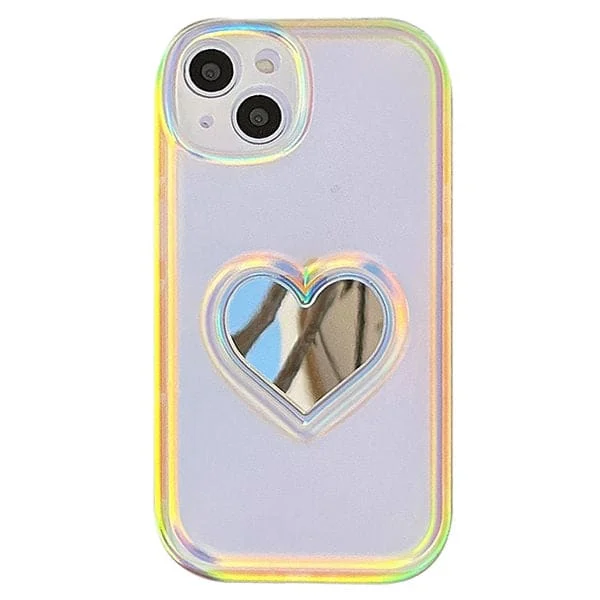 Silver Heart Mirror Phone Case