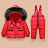 Baby Boy Girl Parka Fur Hooded Overalls Winter Down Jacket Warm 2 Pcs Sets