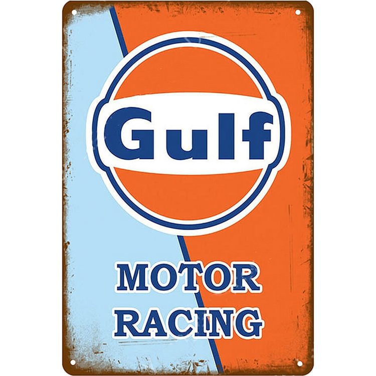 Gulf Motor Racing - Vintage Tin Signs/Wooden Signs - 7.9x11.8in & 11.8x15.7in
