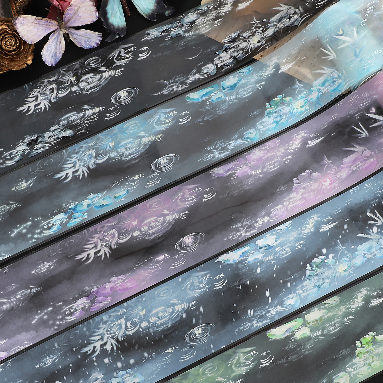 PET 테이프 - 76mm*500cm 빈티지 물빛 무늬 풍경