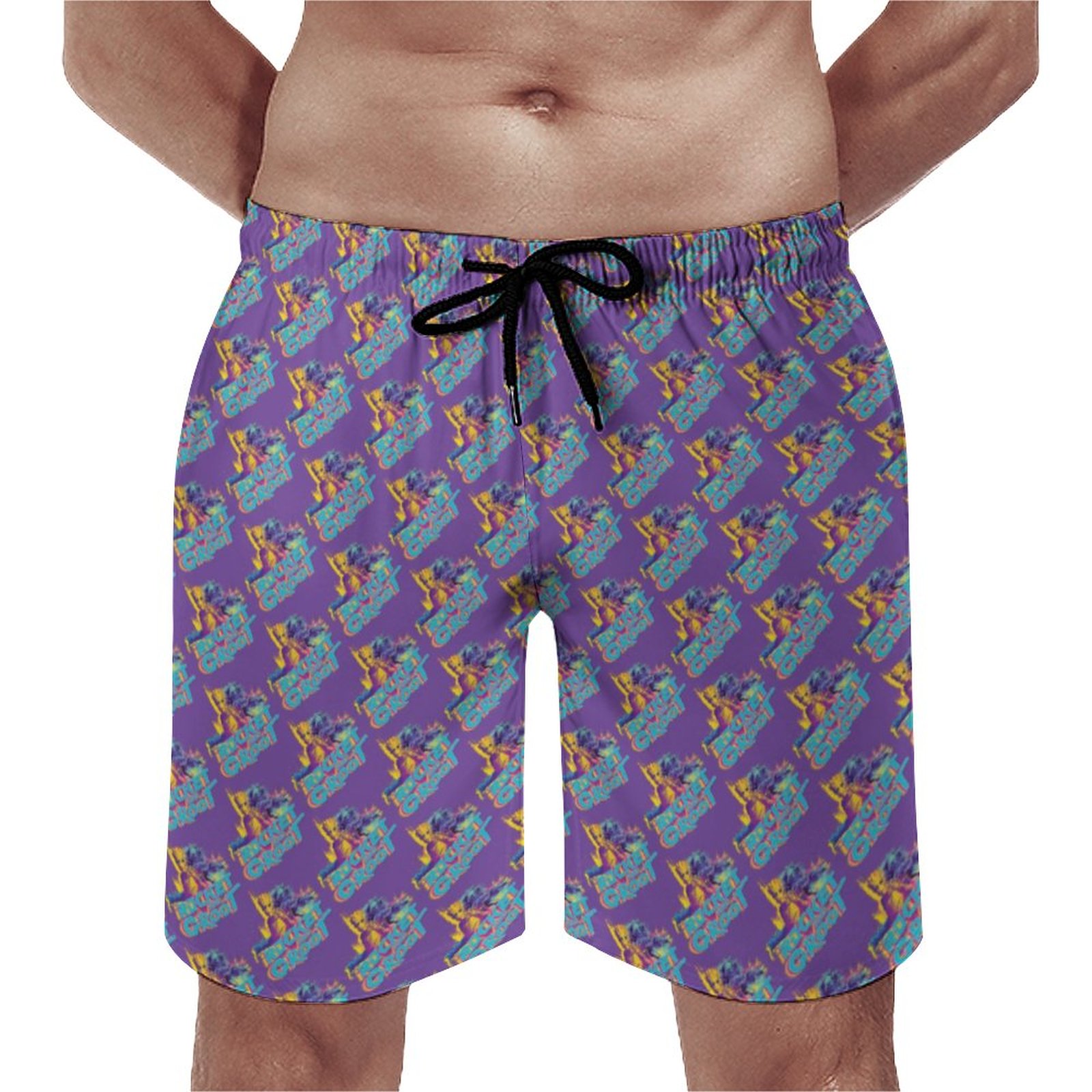 Guardians Of The Galaxy Rocket Groot Neon Art Elegant Men's Swim Trunks Summer Board Shorts Quick Dry Beach Short with Pockets