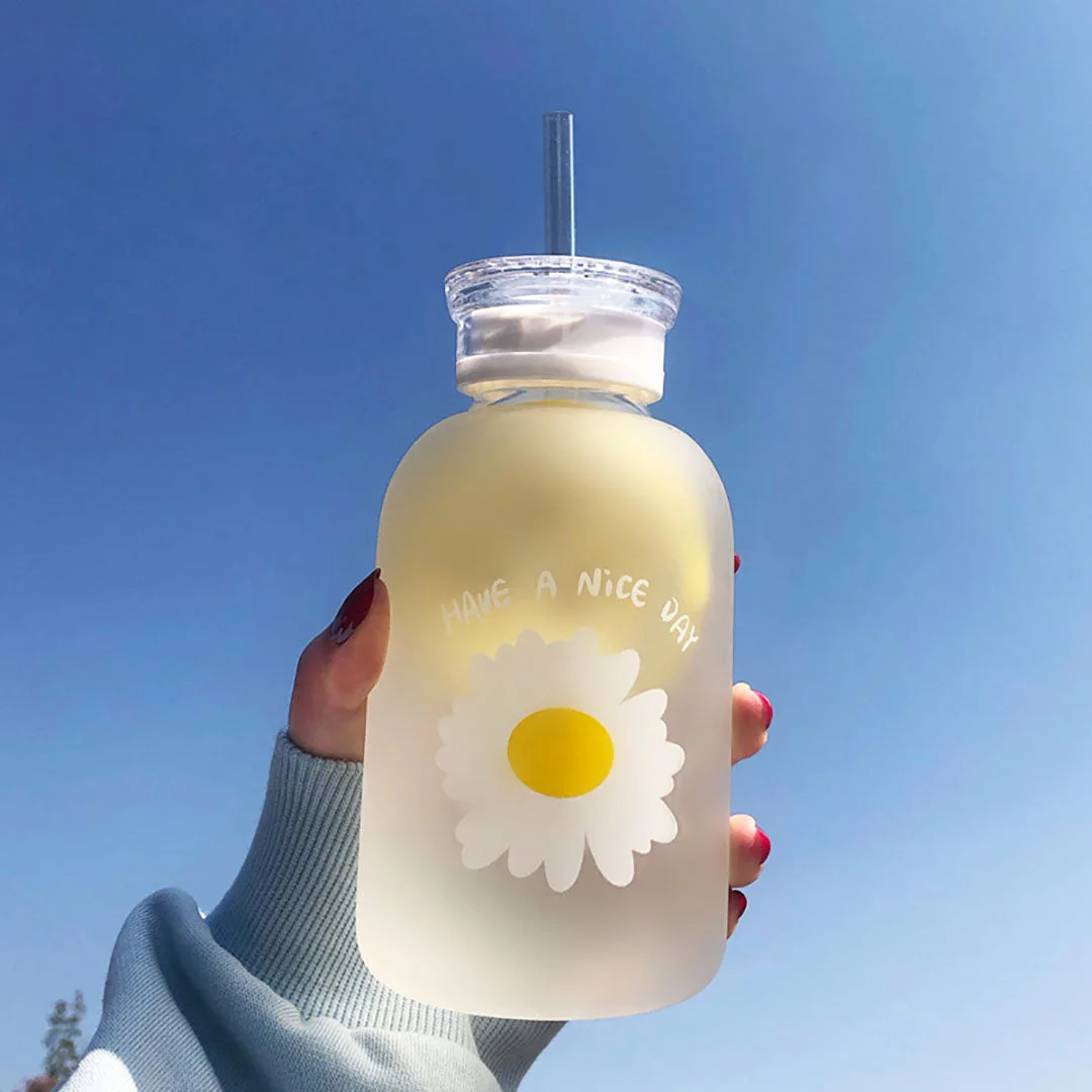 Daisy Frosted and Clear Water Bottle