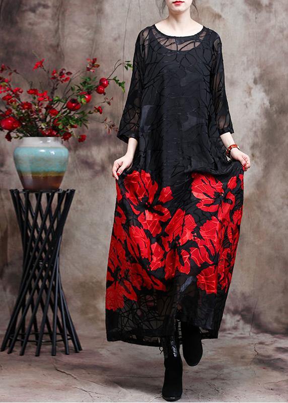 VCSHOES Red O Neck Two Pieces Vestidos Maxi Dresses