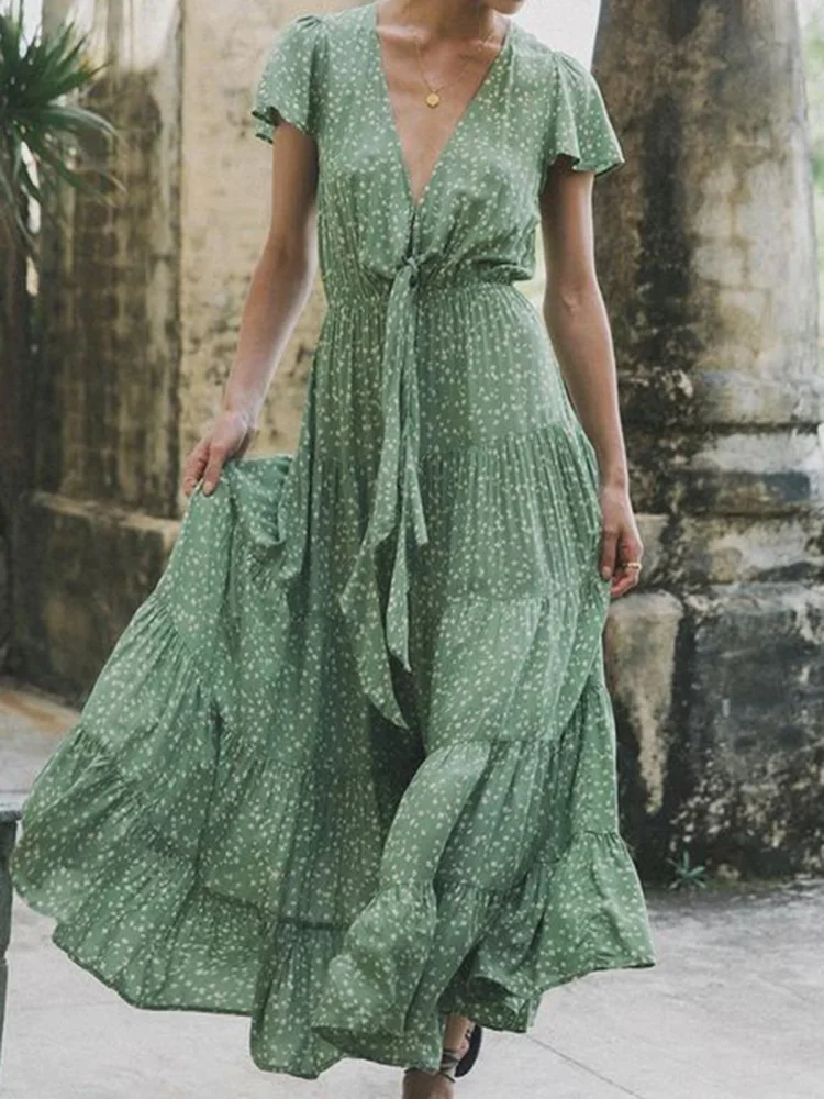 Bohemian Polka Dot Print Casual Dress
