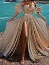 Shiny Bandeau Evening Maxi Dress