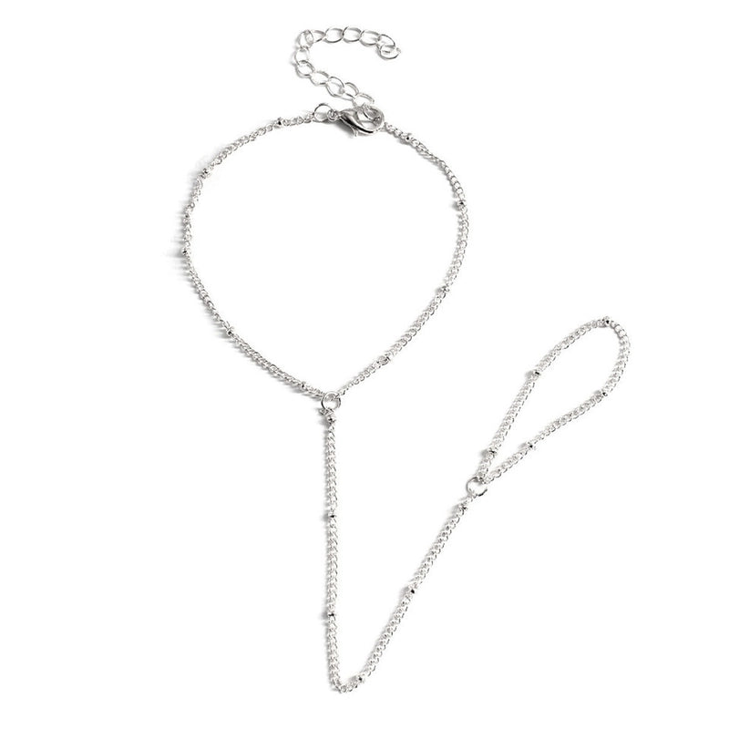 New Simple Fashion Women Bracelet Slave Chain Ring Finger Ring Direct Copper Bead Finger Bracelet Bracelet