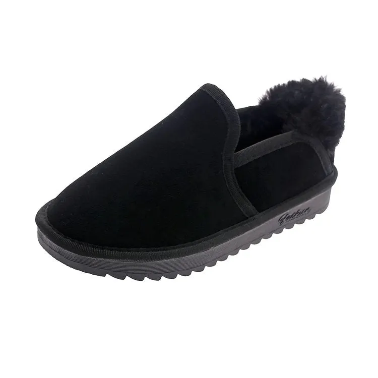 2021 winter women's warmth and velvet cotton shoes casual sets of feet plush shoes thick-soled bread shoes large size snow boots