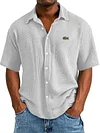 Men's Loose Button Down Short Sleeve Shirt