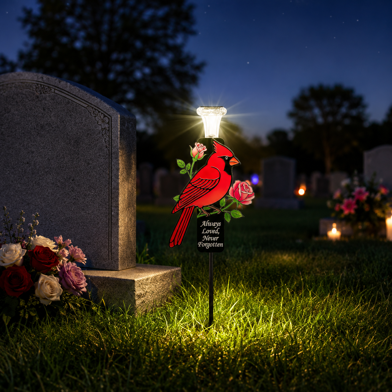 Cardinal Memorial Solar Garden Stake Light