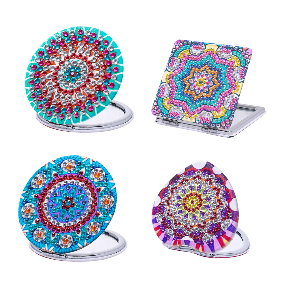 DIY Crystal Diamond Mirror Portable Mandala Art Craft Set Pocket Mirror