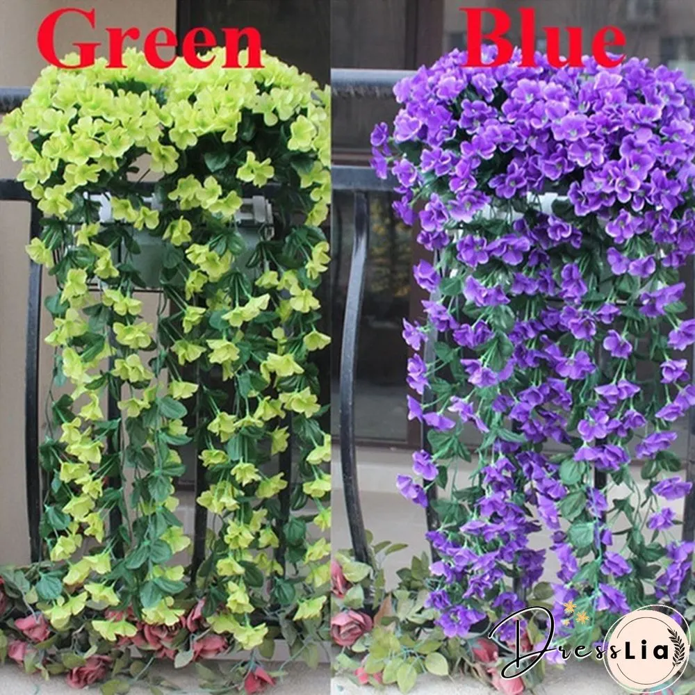 Colors 1Pcs Home Simulation Hanging Wall Artificial Fake Silk Violet orchid Flower Rattan