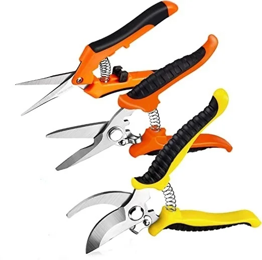 3 Pack Garden Pruning Shears Stainless Steel Blades Handheld Pruners Set