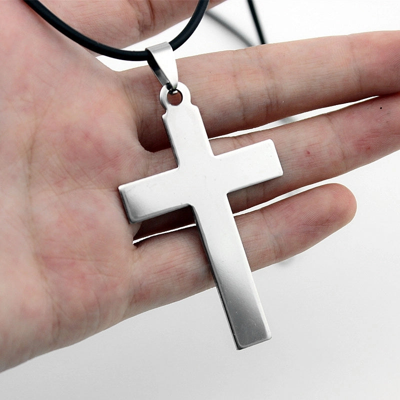 New Personality Cross Trendy Men Pendant Stainless Steel Cross Necklace Hot Sale