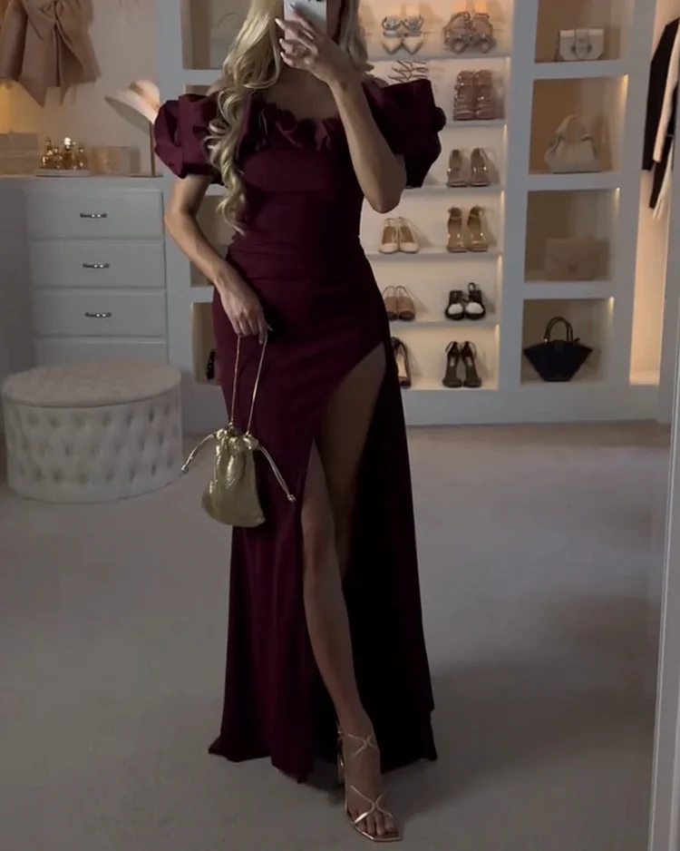 Women's solid color boat neck dress