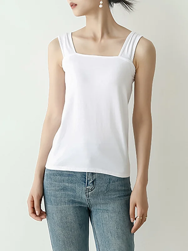 Casual Simple 6 Colors Square-Neck Sleeveless Vest