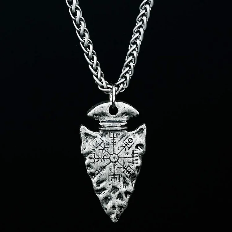 Viking Spearhead Necklace - Vegvisir Symbol