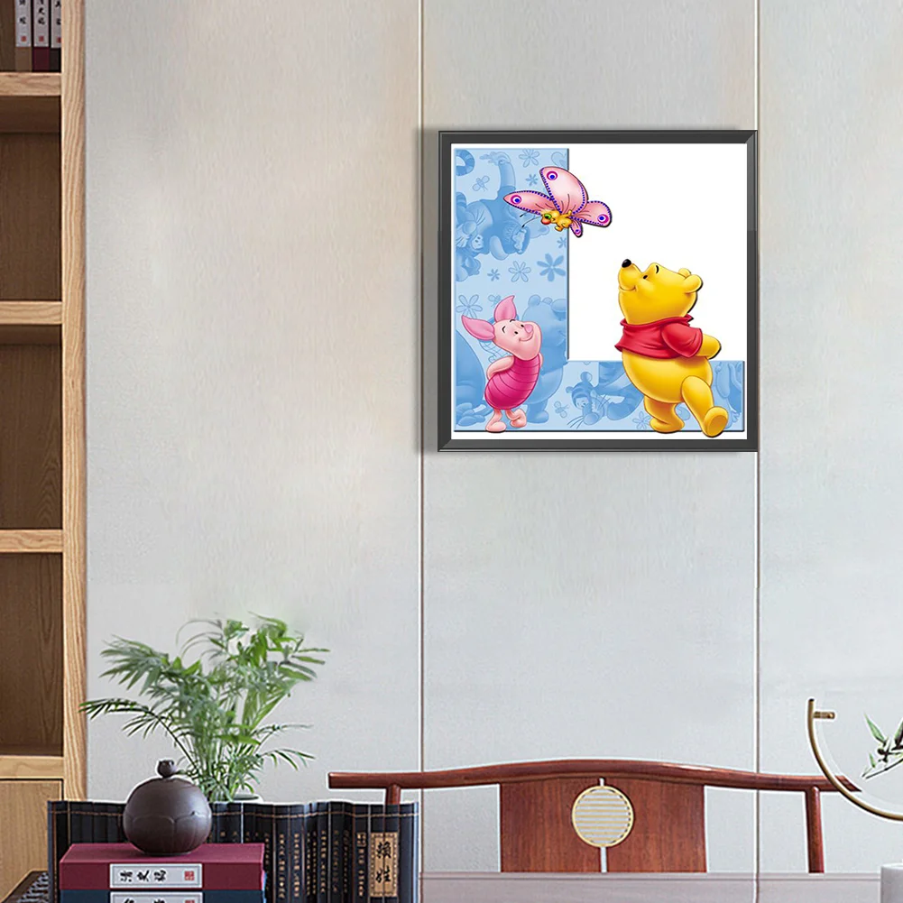 5D DIY Full Round Drill Diamond Painting Winnie the Pooh Letter L Kit Decoration