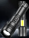 COB LED Flashlight USB Rechargeable IPX4 Waterproof Torch (1x26650 XHP160)