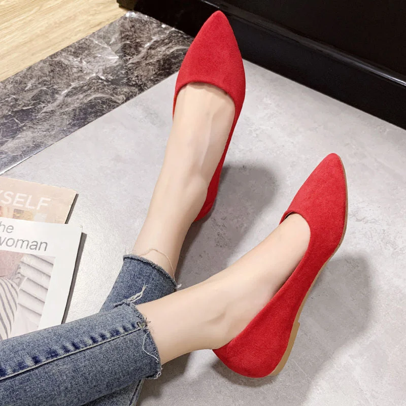  2022 Women Platform Designer Shallow Causal Shoe Luxury Loafers Flock Suede PU Leather Ballet Dance Chaussure