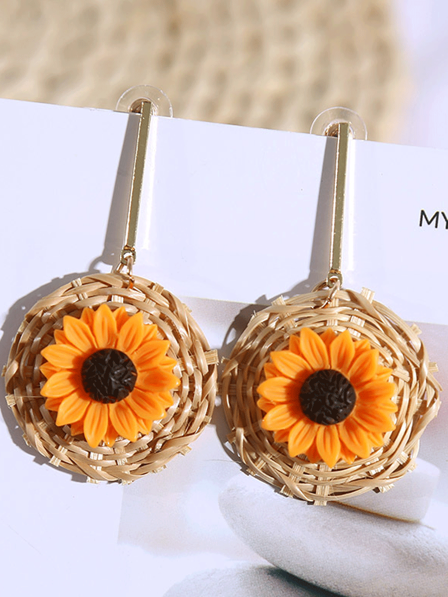 Sunflower Rattan Flower Earrings