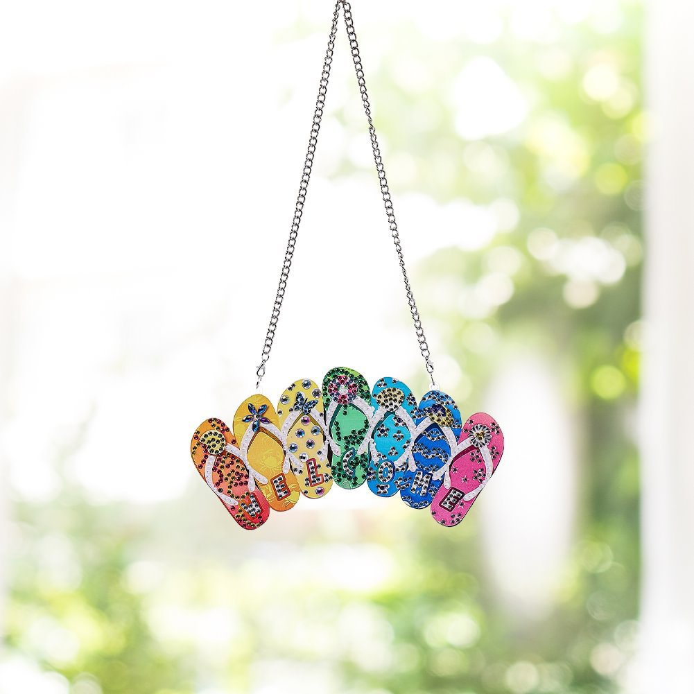 Cross mirror 1 diamond painting door plaque decoration slipper pendant creative door plaque painting wall decoration painting handmade DIY