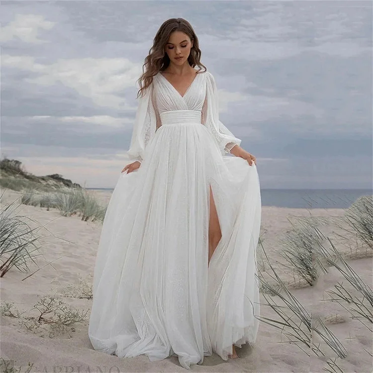 Girlwedding Vintage Wedding Dresses For Women Simple Tulle Bridal Gowns 2024 Long Puff Sleeves Sweetheart Robes Vestidos De Novia 2024
