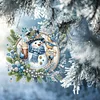 Christmas Snowman DIY 2D Flat Acrylic Double Sided Diamond Painting Hanging Pendant
