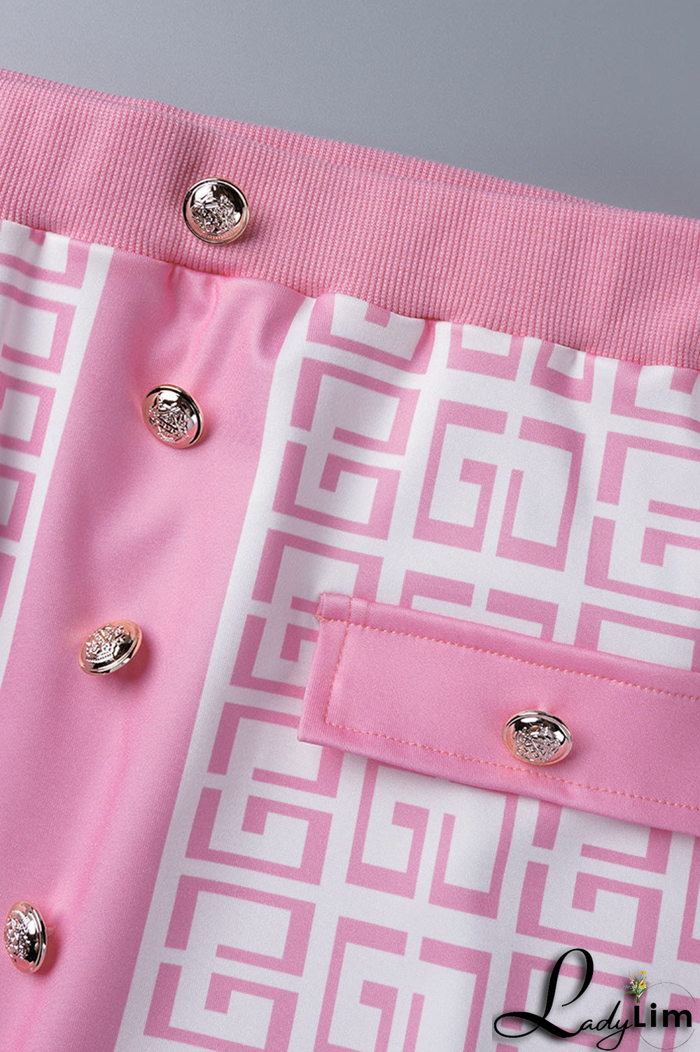 Coffee Sexy Print Buckle O Neck Sleeveless Two Pieces