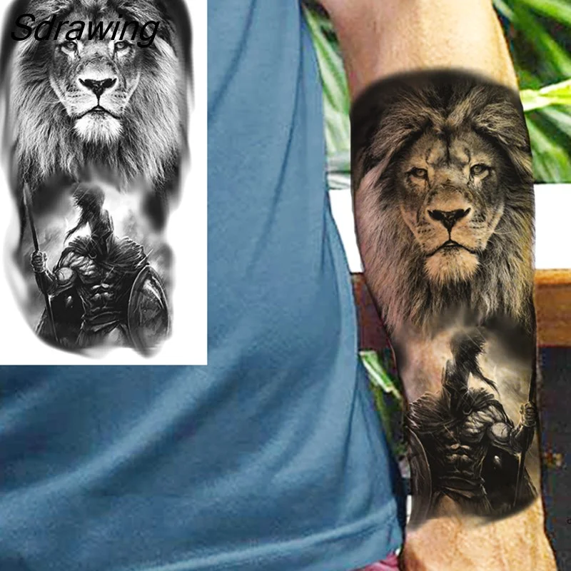 Sdrawing Crown Cross Temporary Tattoos For Men Women Realistic Scary Tiger Forest Vampire Fake Tattoo Sticker Forearm Body Tatoos 3D