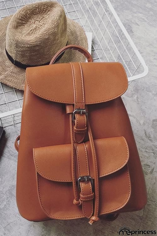 Leather Buckle Backpack