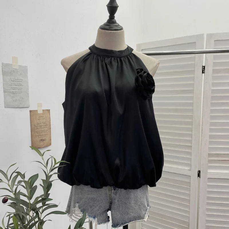 Nigikala Nigikala Shooting French Gold Wind Hanging Shoulder Waistcoat Woman Design Feel Sleeveless Bud Top Loose Shirt 1170