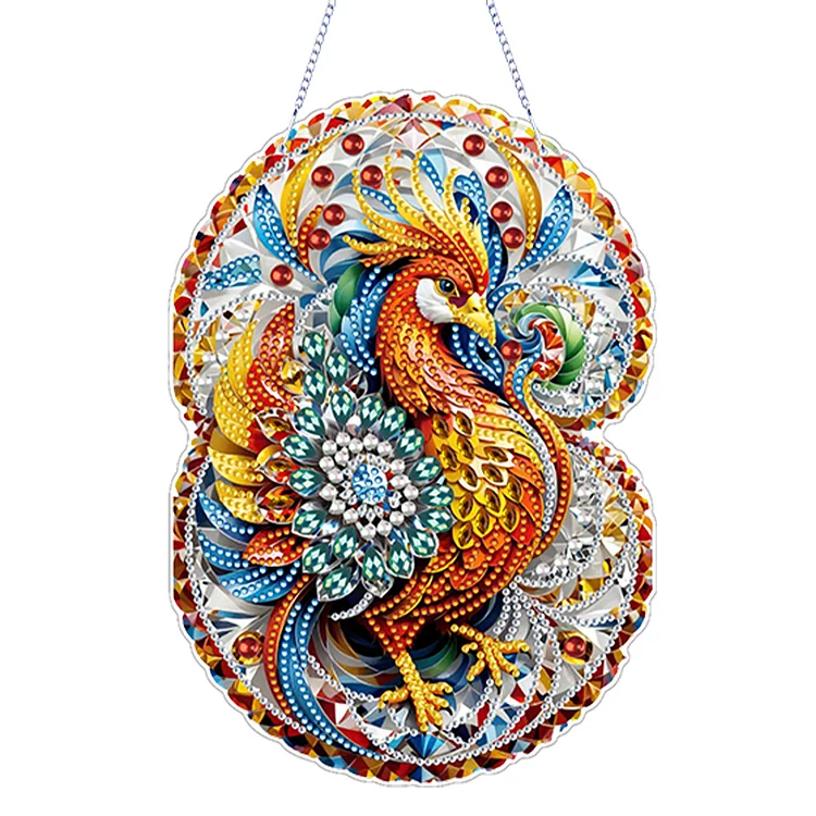 【Pendant】Acrylic Phoenix 5D DIY Diamond Painting Dots Pendant for Garden Window Decor gbfke