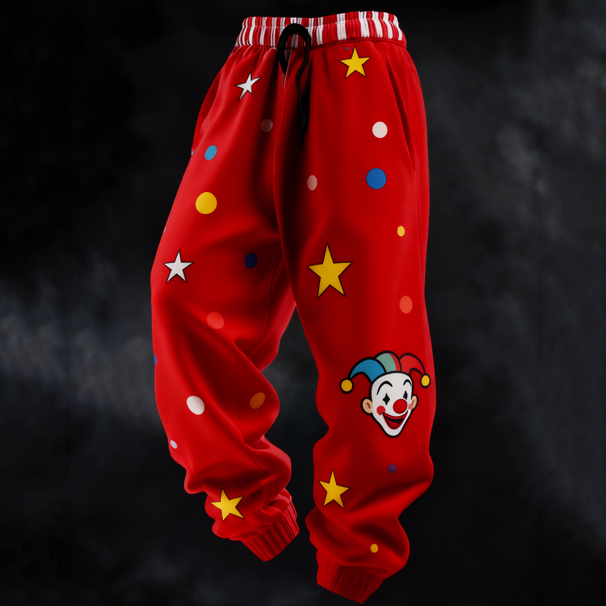 Men's Retro Striped Clown Star Pattern Art Print Sweatpants elevenforest