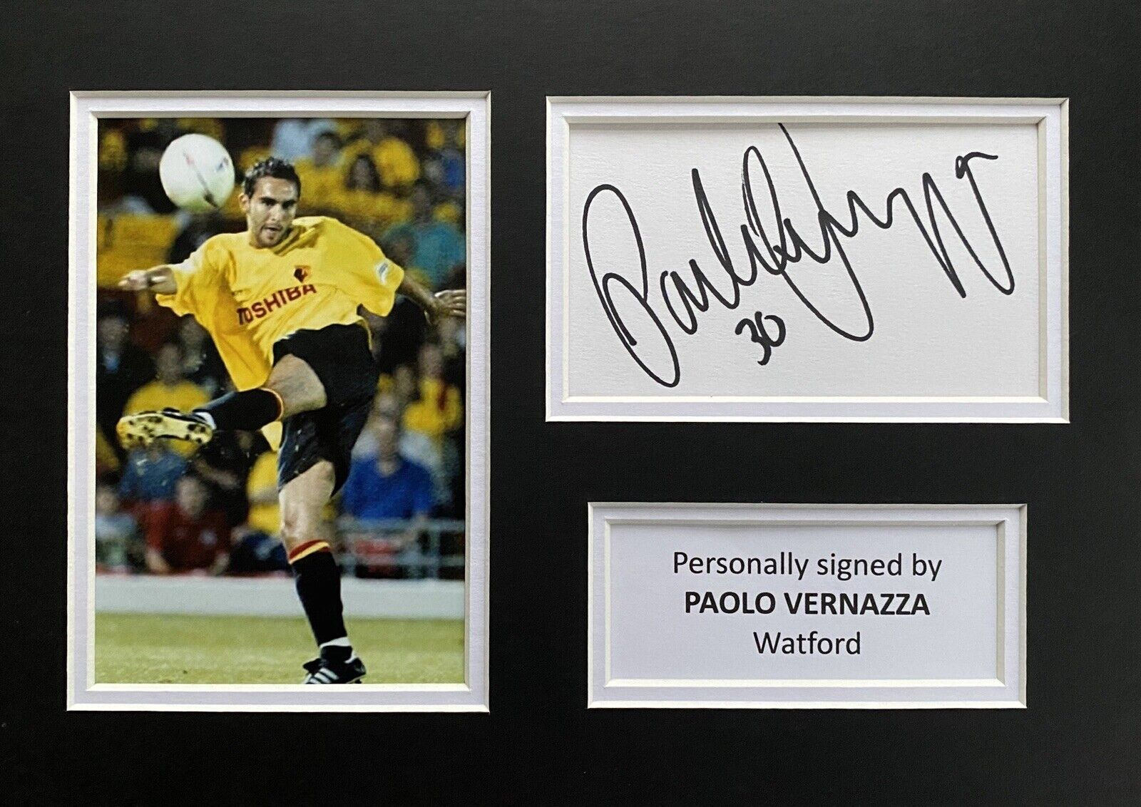 Paolo Vernazza Hand Signed White Card In A4 Watford Mount Display