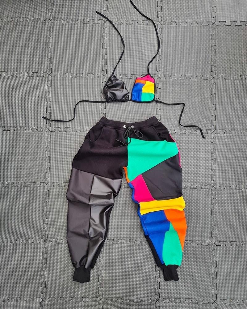 Women's Sporty Patchwork Printed Sets09