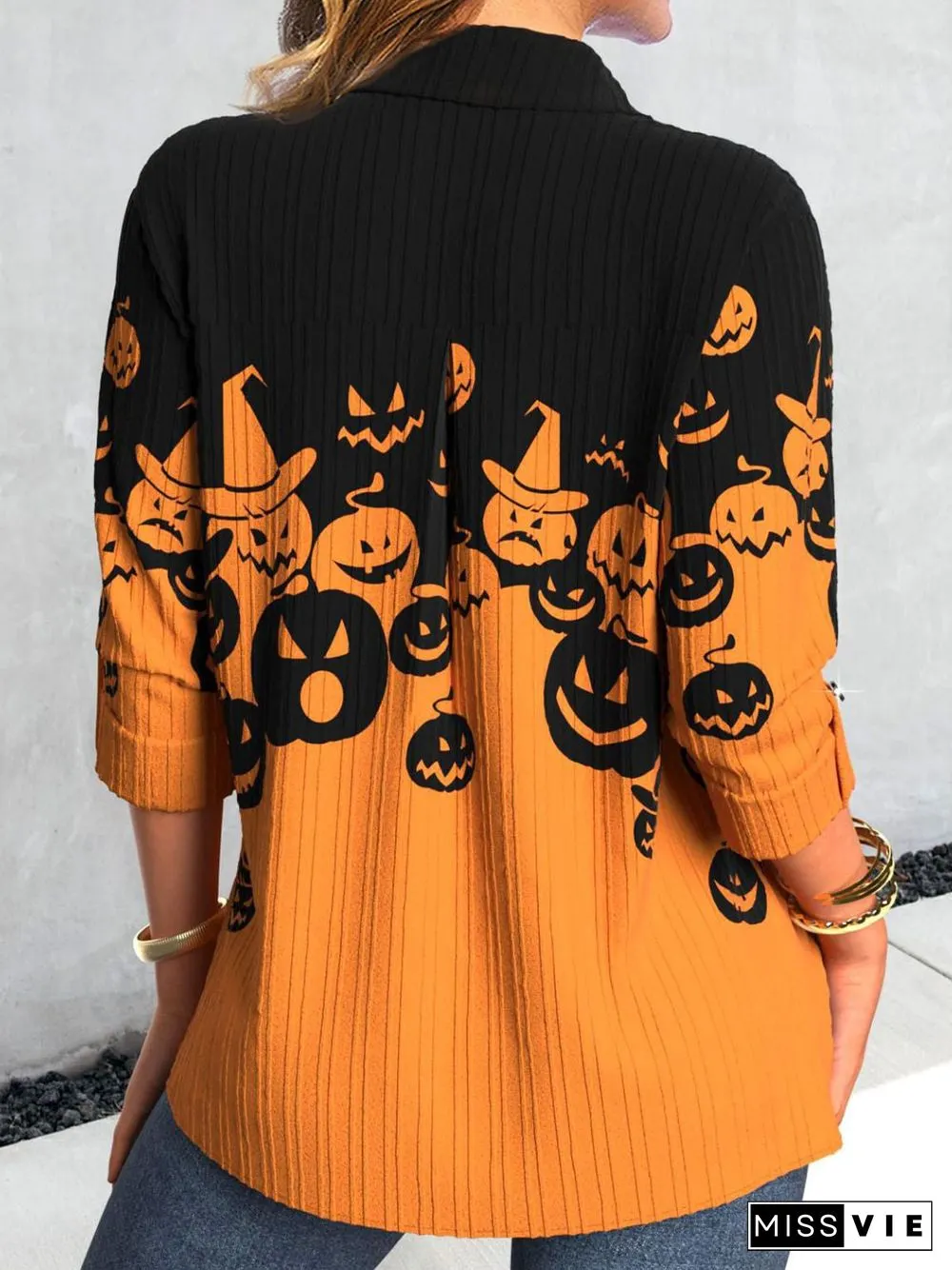 Women's Solid Color Long Sleeve V-neck Top