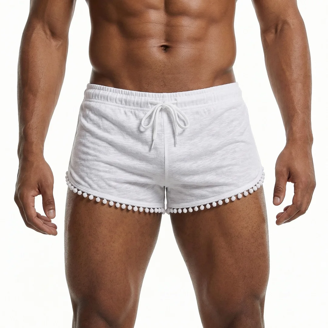 Men's Basic Casual Shorts, Tassel Patchwork Shorts-INSPIREUSE