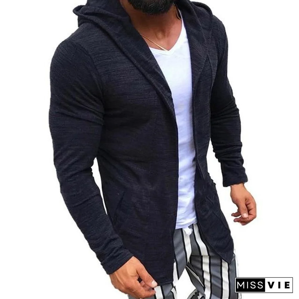 Men Clothes Open Stitch Casual Sweatercoat Tricot Cardigan Male Autumn Hoodies Knitted Overwear Hombre