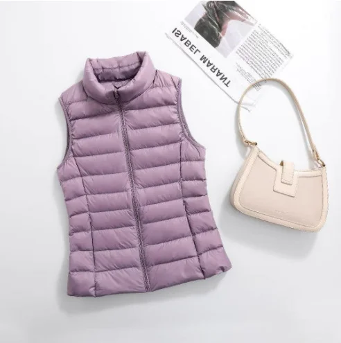 Woherb Spring And Autumn Winter New Female Korean Version Standing Collar Light Down Jacket Female Vest Vest Vest Female Plus Size Coat-Outfit Ideas