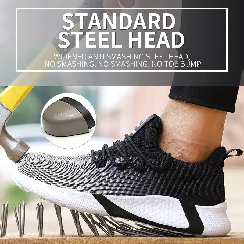 Men Safety Work Shoes with Steel Toe Cap Puncture-Proof Walking Felt Boots Insulation 6KV Lightweight Breathable Fashion Sneaker