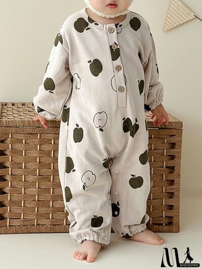 MidiSono - Printed Button Up Dropped Shoulder Jumpsuit