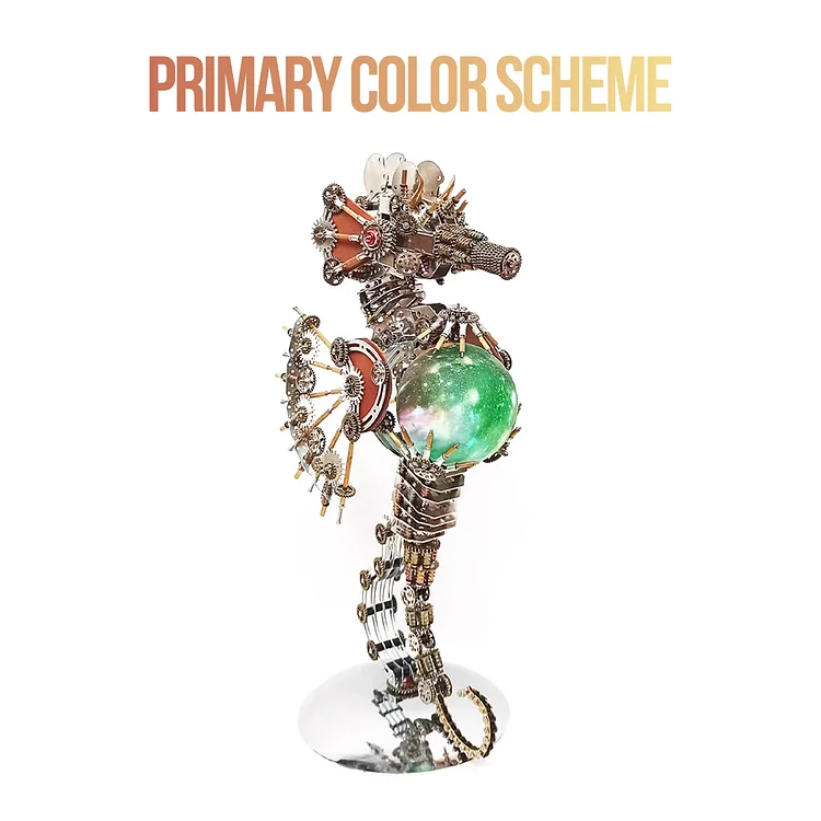 Seahorse Steampunk 3D Metal Puzzle Kit with Planet Lights, 2100PCS