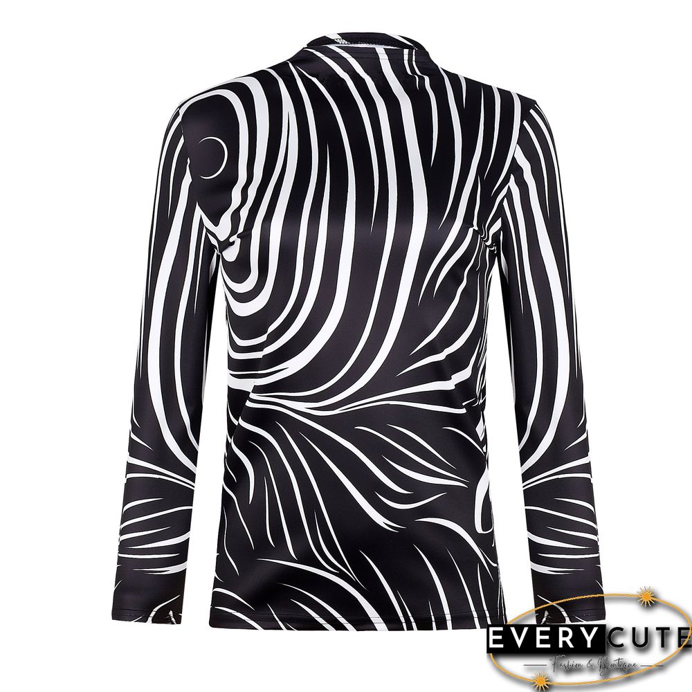 Long Sleeve Round Neck Bodycon Slim Tops