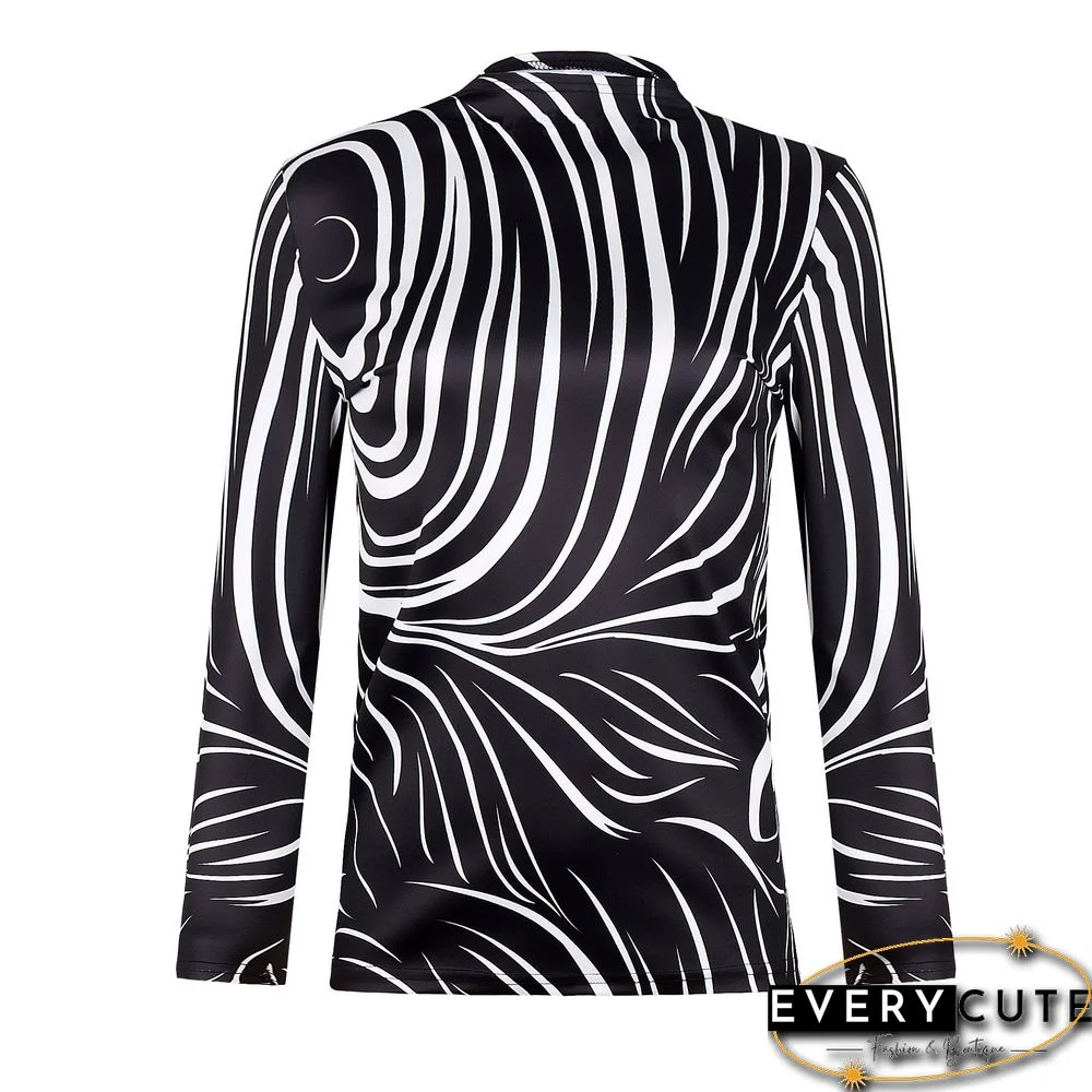 Long Sleeve Round Neck Bodycon Slim Tops