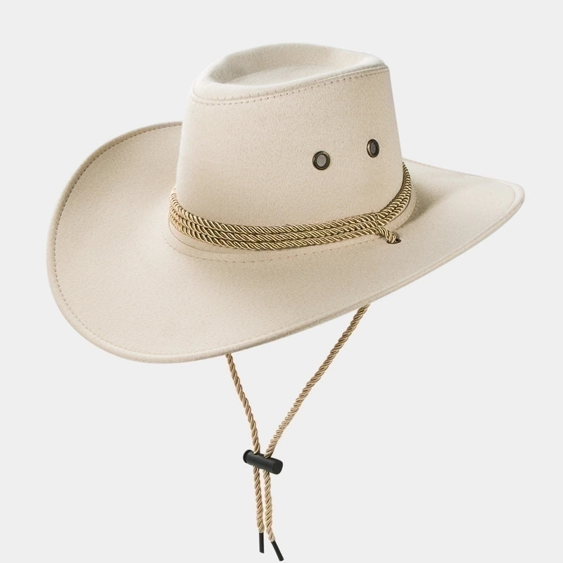 Cowboy Fedora Hat Big Brim Cowboy Hat Suede Outdoor Sun Hat Men’s Riding Hat